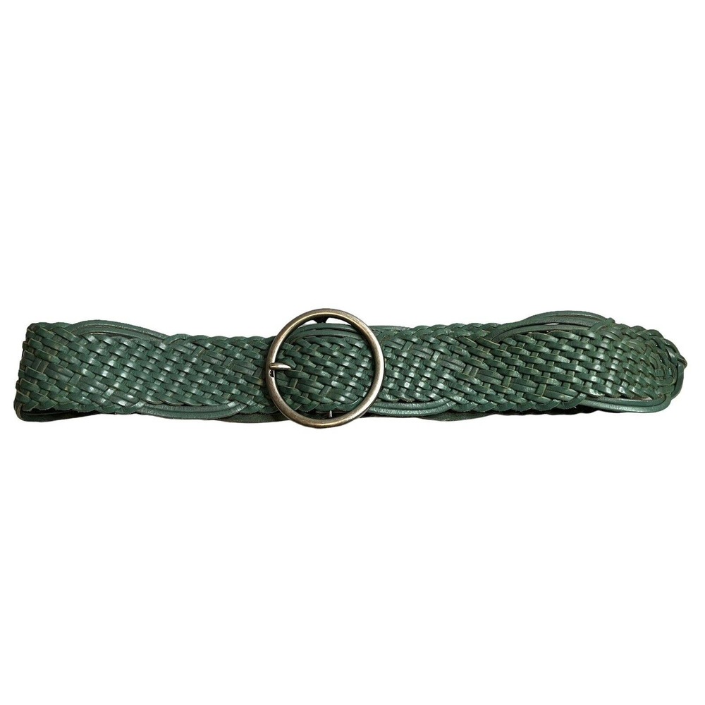 LP Linea Pelle Braided Woven Leather Belt Green Size Large Boho Style MA506